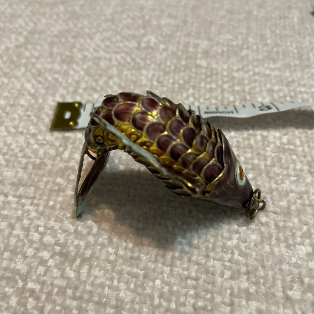 Vintage Enamel Fish Charm Keychain